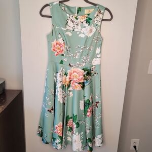 Grace Karin Mint Green Floral Fit & Flare Dress Women’s S Sleeveless A-Line
